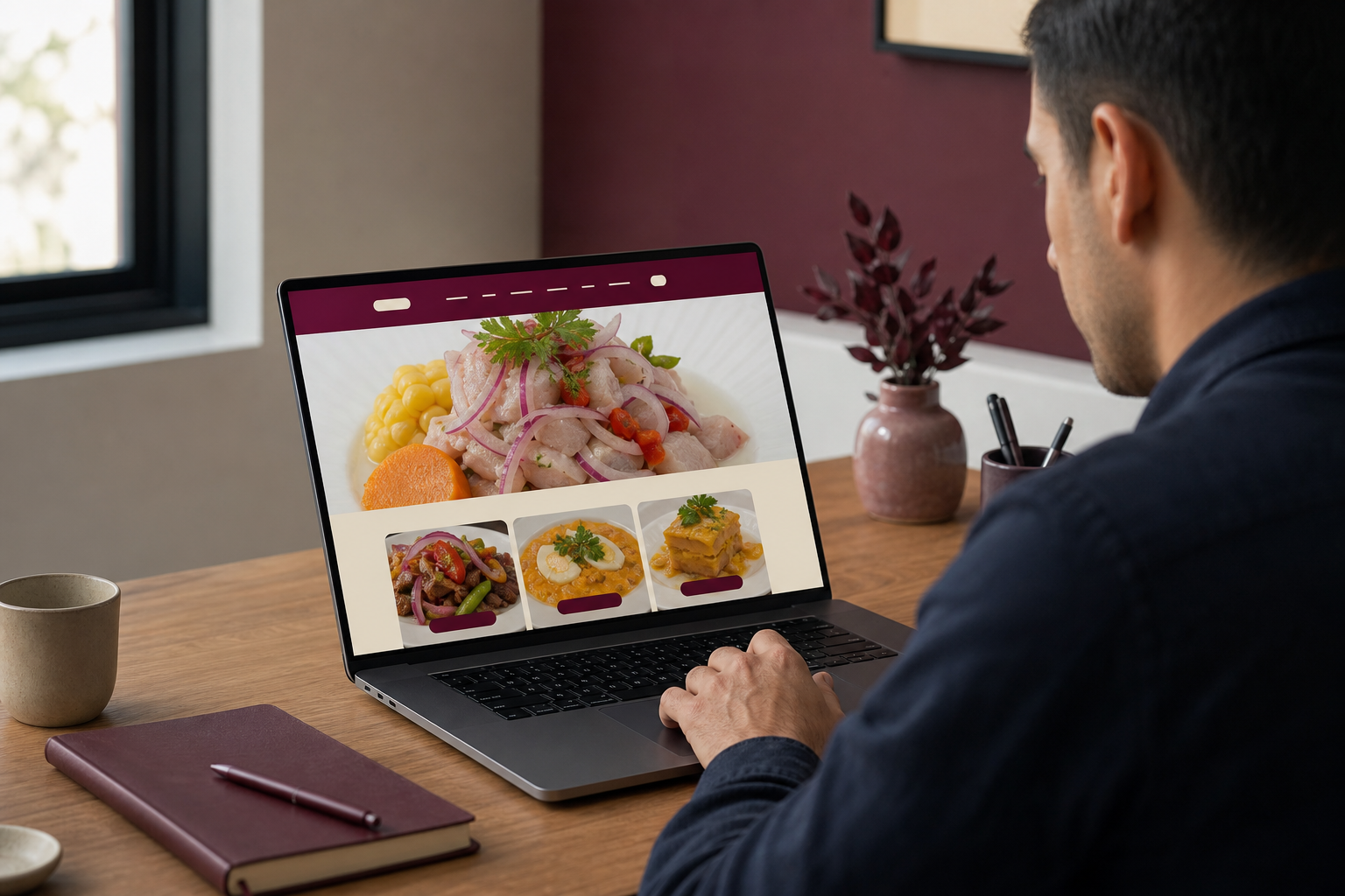 Persona revisando una propuesta web en un entorno de trabajo